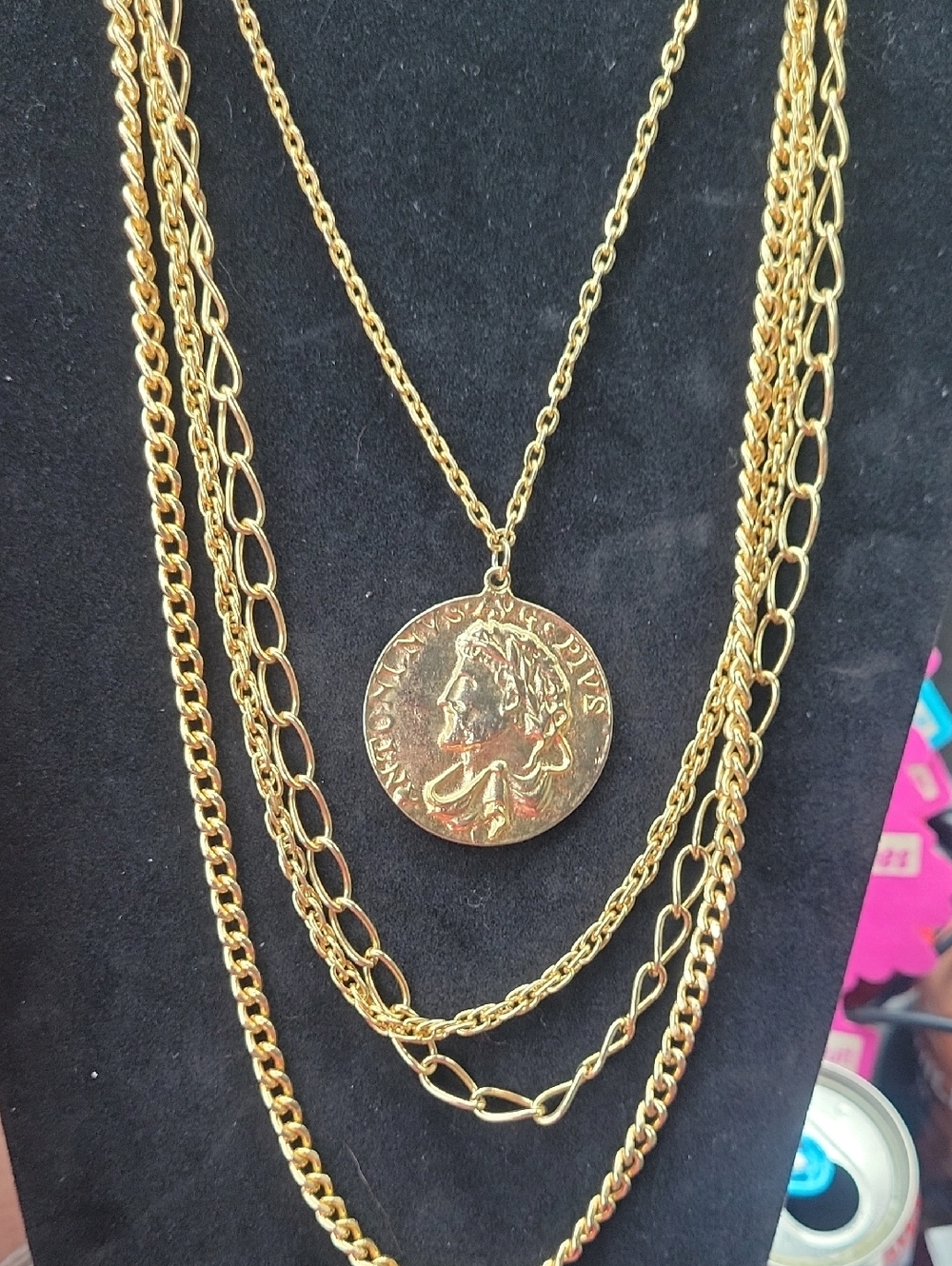 Gold-Tone Layered Coin Pendant Necklace - Women Jewelry